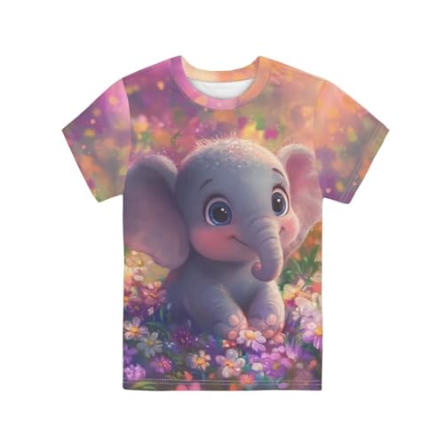 Girls Short Sleeve T Shirts Kids Summer Tops Casual Crewneck Basic Tees 3-16Y