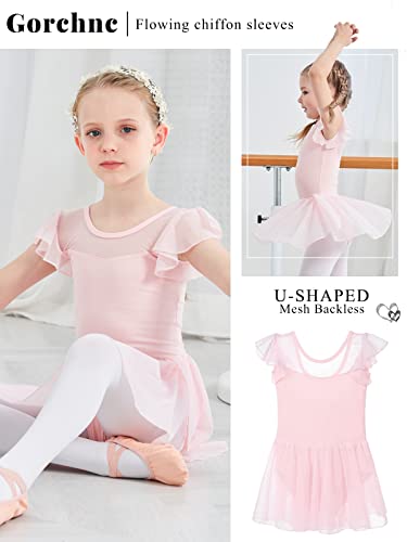 Dance Leotard for Girls Toddler Ballet Leotards with Skirt Flutter Sleeve Ballet Dress Dance Outfit 2-9 Years3