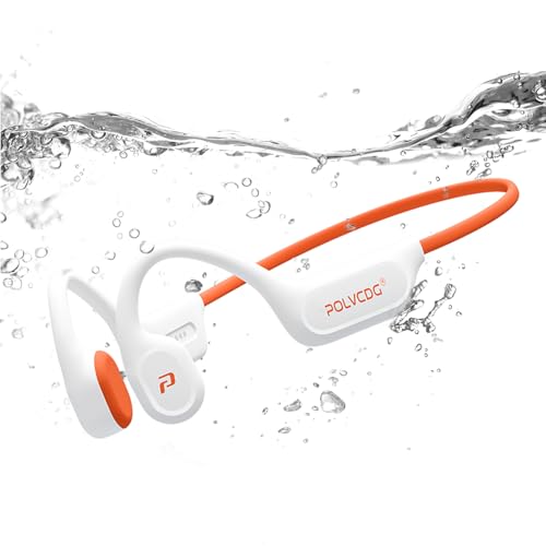 POLVCDG Swimming Headphones,IPX8 Waterproof Bone Conduction Headphones,32GB Memory Open Ear Headphones with Mic,Wireless Bluetooth Earphones Underwater Sport Earbuds for Running Workout Cycling