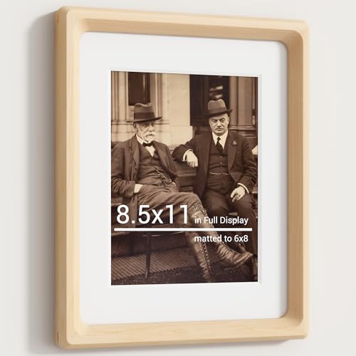 Heimlove 8.5X11 Picture Frames Natural Maple,Original Wood Hand Make Crafted Photo Frame with Mat to 6X8 Graduation Picture Display,Family Picture,Wedding Picture Tabletop & Wall Decoration