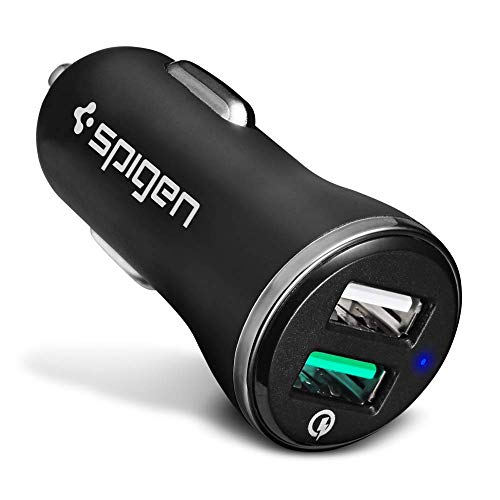 Image of Spigen Total 30w(15w+15w) Car Charger Adapter Dual Port(2 Type-A) for iPhone 17 /16 /15 /14 /13 /12 /11 /X Series, Galaxy S25 /24 /23 & More (F27QC) - Black