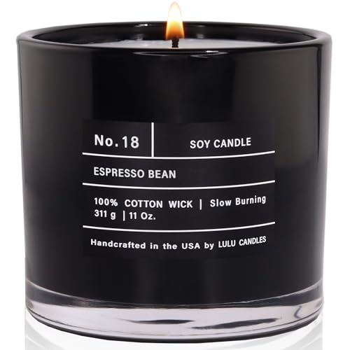 Lulu Candles | Espresso Bean | Luxury Scented Soy Jar Candle | Hand Poured in The USA | Highly Scented & Long Lasting,11 Oz.