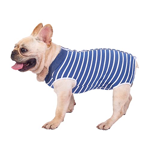 Image of Dog Surgery Recovery Suit-Comfortable & Breathable Dog Recovery Suit After Surgery,Dog Surgical Recovery Suit Female Male,Prevent Licking Dog Onesies,Substitute E-Collar & Cone-Blue Medium+