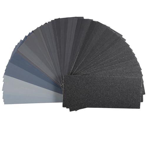 SUMAJU - 54Pcs Wet Dry Sandpaper, Waterproof 80 120 150 180 240 320 400 600 800 1000 1200 1500 2000 2500 3000 5000 7000 10000 Sand Paper Sheet for Wood Metal Polishing Automotive Polishing - -10%