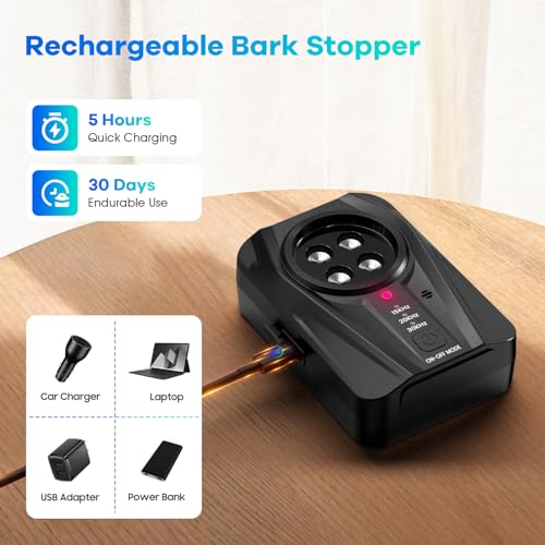 Anti Bell Gerät Hunde, 33FT Auto Antibell Ultraschall Gerät, Hunde Bellen Stoppen mit 3 Modi, Wiederaufladbares Antibell für Hunde, Sichere Ultraschall Gegen Bellen für Kleine und Große Hunde
