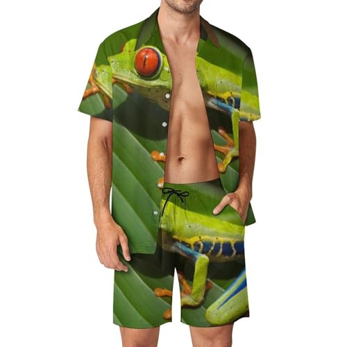 Chemise Hawaïenne Homme Grenouille avec short et pantalon de plage d'été 2 pièces taille S