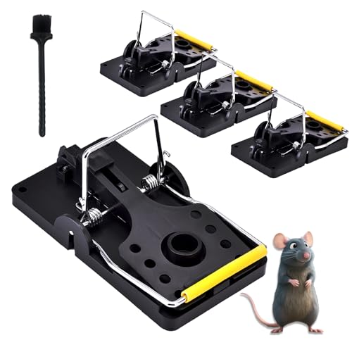 Trampas para Ratones - Paquete de 4 Trampa Ratones Reutilizables de Alta Sensibilidad para Interior y Exterior, Control de Roedores Seguro y Efectivo para Ratones, Ideal para Hogar, Garaje, Jardín