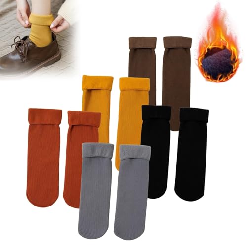Janemore Fleececozy - Ultra Soft Velvet Slim Thermal Socks, Women's One Size Black & Orange Slipper Socks, 6 Count