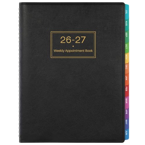 Agenda 2026 - Agenda Scolaire 2026 janvier 2026 à décembre 2026 avec heure, agenda avec horaire de 15 minutes, 21,8 x 29 cm, couverture en cuir synthétique souple