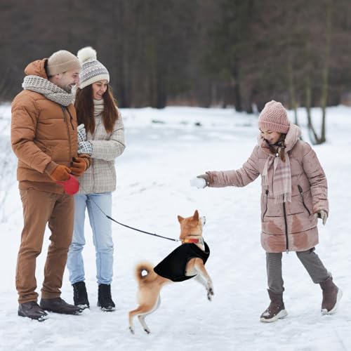 2 Stück Hundepullover mit D-Ringen, Hundemantel für Kleine Hunde, Warm Hundepullover, Grau+Schwarz Winter Hundejacke, Wintermantel Fleece für Kleine Hunde, Hundejacke für Innen und Außen (L)