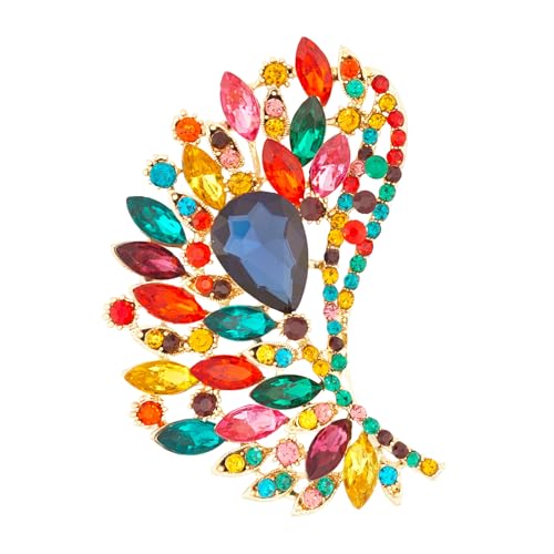 Image of Rhinestone Crystal Big Large Brooch Pin Jewerly Accessory Wing shape Gold Tone