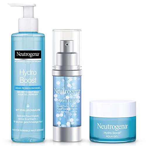 Neutrogena Hydro Boost - Juego de regalo para cuidado facial: suero hialurónico, crema facial y gel limpiador