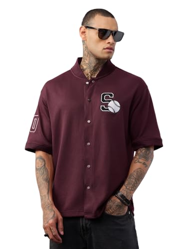 T-shirt de baseball surdimensionné homme marron léger décontracté à épaules dénudées Homerun