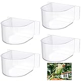 LemonRoad 4 Pcs Bird Cage Feeder Food Water Feeder for Cage Feeding Drinking Bowl Seed Container Dishes Birdcage Tray Replacement Clear Thick Food Trough Box Accessories for Bird Parrot Pigeon Chicken