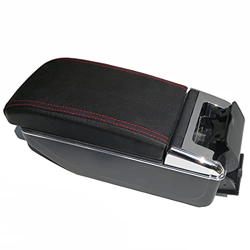 YJYWZH Car Armrest for KIA Picanto 2008-2019 Dual Layer Interior Center Consoles Black Storage Arm Rest