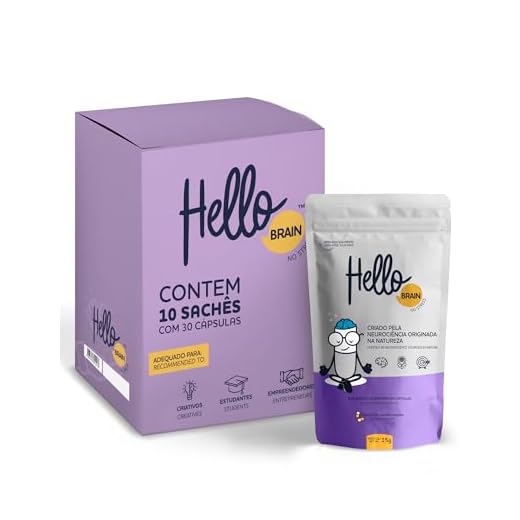 Hellobrain No Stress Suplemento de Saúde Cerebral, Nootropic, Clareza Mental, Foco e Concentração, Performance Cognitiva, 10 Sachês de 30 Cápsulas