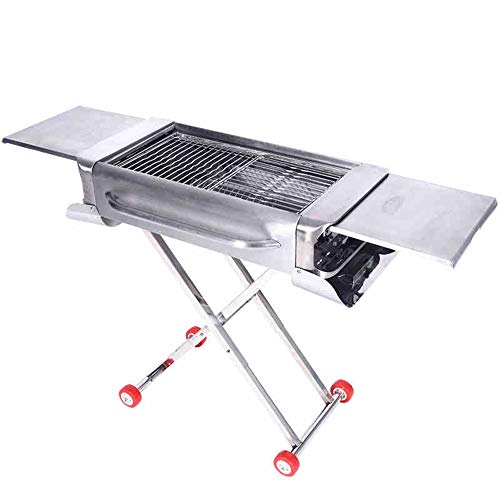 T-XYD Barbacoa de Carbón portátil Barbacoa de Acero Inoxidable Al Aire Libre Estufa de Barbacoa Al Aire Libre de Múltiples Funciones Herramientas Ruedas de Pesca del Hogar,primarycolor