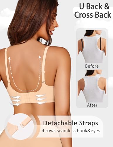 Avidlove Bras for Women No Underwire Seamless Push Up Bra Wireless Soft Bralettes Scalloped Full Coverage Everyday Bra3