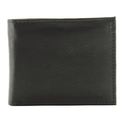 Leather Impressions Bifold Wallet for Men - Clean Stitched Premium Genuine Leather Wallet - Men's Wallet Billfold With Centre Flap ID Window,12 Cards Slots, 2 Side Slots, 2 Cash & 1 Zip Slot (Black) Cover