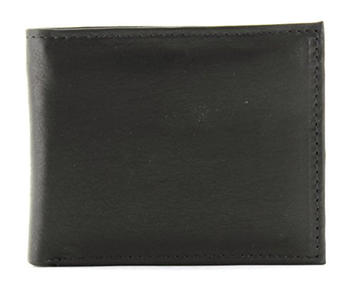 Leather Impressions Bifold Wallet for Men - Clean Stitched Premium Genuine Leather Wallet - Men's Wallet Billfold With Centre Flap ID Window,12 Cards Slots, 2 Side Slots, 2 Cash & 1 Zip Slot (Black)