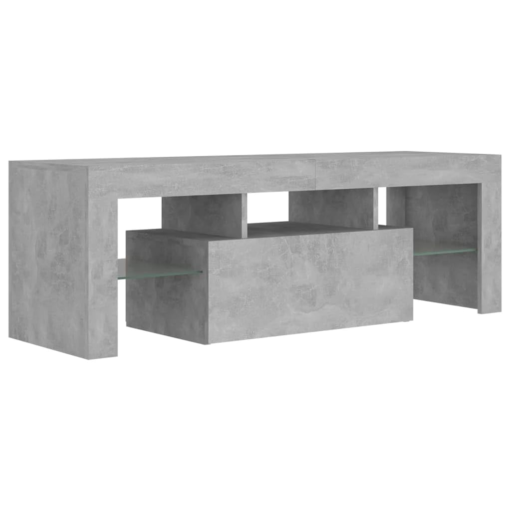 vidaXL Mueble para TV con Luces LED Soporte Armario Aparador Estante Salón Sala de Estar Decoración Entretenimiento Gris Hormigón 120x35x40 cm