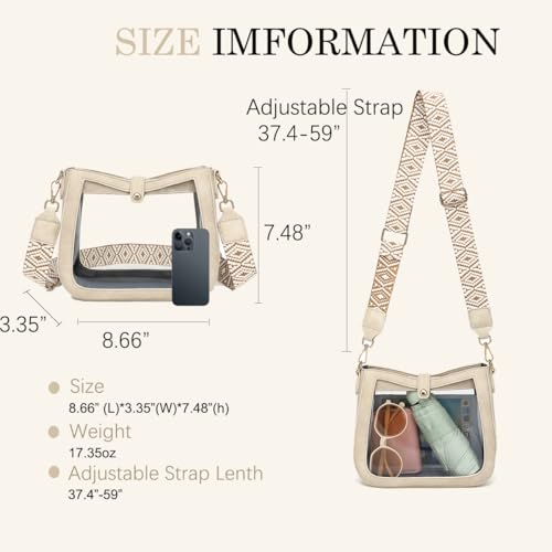 Image of LOXOMU Clear Crossbody Bags Stadium Approved, Clear Purses with Guitar Strap Clear bag for Stadium Events, Concerts