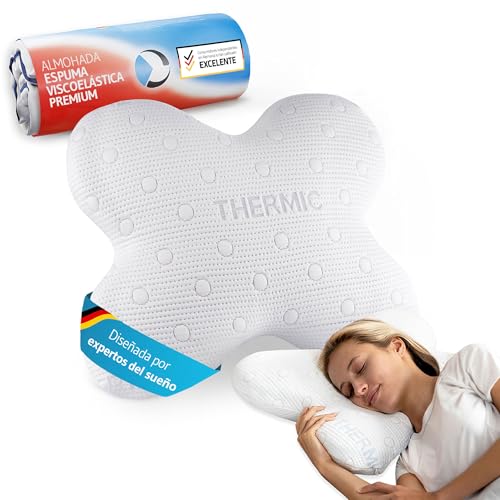 Third of Life Almohada ergonómica ACAMAR para Dormir de Lado o en posición fetal, Almohada Cervical de Espuma viscoelástica con Funda termorregulante, Almohada Mariposa ortopédica
