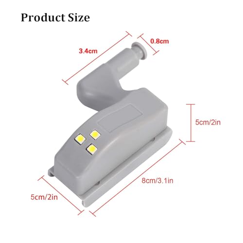 Milltrip Hinge Lights, 10 Pcs Cabinet Hinge LED Lights, Hinge Lights for Cabinets, 3.1 x 2 x 2in LED Light Universal Cabinet Cupboard Closet Wardrobe LED Hinge Light for Home Kitchen (Cool White)