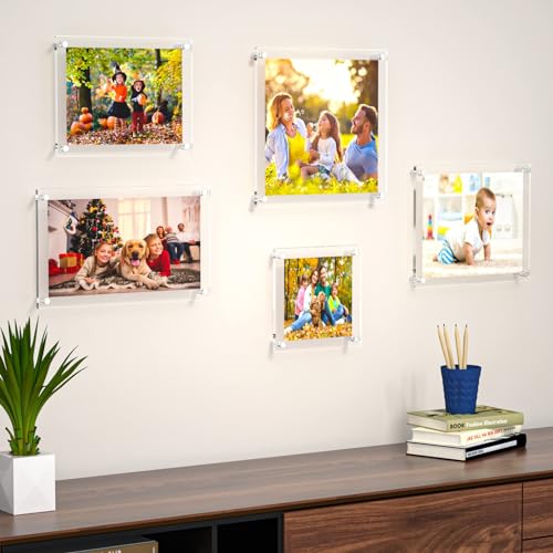 Niubee NBPN-248K Clear Acrylic Wall Mount Floating Frameless Picture Frame Up To 18X24 Photo For Poster Photography Frames-Double Panel thumb #2