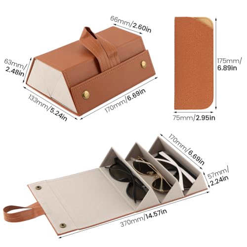 Image of JIANWEI 3-Slot Sunglasses Travel Case with 1-Slot Sunglasses Travel Case, Multiple Pairs Eyeglasses Storage Holder