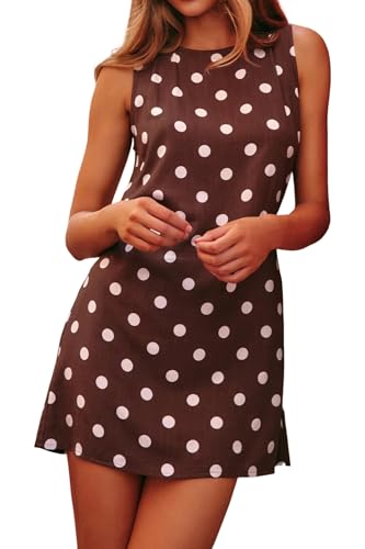 Women's Classy Sleeveless Mini Polka Dot Dress