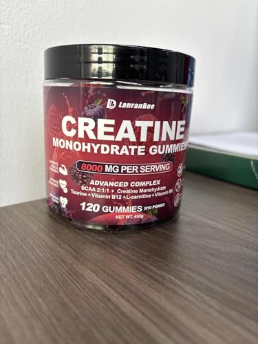 Creatine Monohydrate Gummies for Men & Women with L-Carnitine & Taurine – Pre-Workout Supplement for Muscle Strength, Energy Boost – Sugar Free, Vegan, Berry Flavor, Chewable Gummy 120 Count