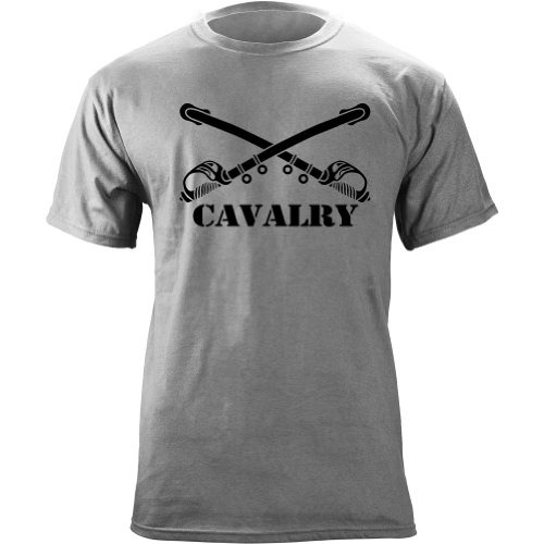 Army Cavalry Branch Insignia Crossed Sabers Veteran T-Shirt (US, Alpha, X-Large, Regular, Regular, Heather Grey)