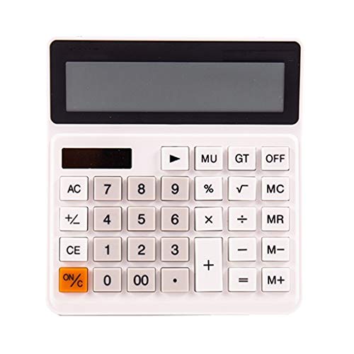 Calculadora Basica Sobremesa Oficina Calculadora Solar Financiero Contabilidad Especial Computadora Simple Estilo Pantalla de 12 dígitos Dual Calculadora de energía, Blanco Calculadora de Oficina Cover