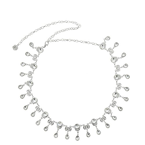 Preisvergleich Produktbild FASHIONGEN - Damen Gürtel Kettengürtel, Anhänger Kette, Gürtelkette verstellbar ALMA - Silber, Einheitsgröße