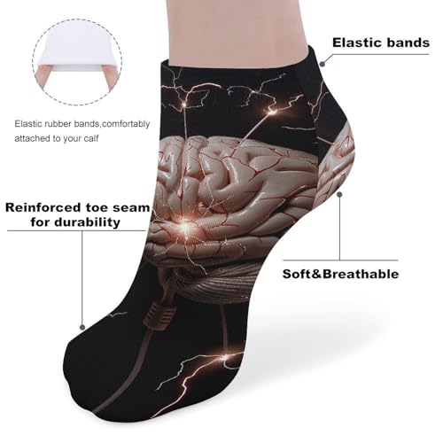 Lightning And Brain Ankle Socks 5-Pack, Breathable Casual Athletic Socks for Women Men, One Size (6-11)3
