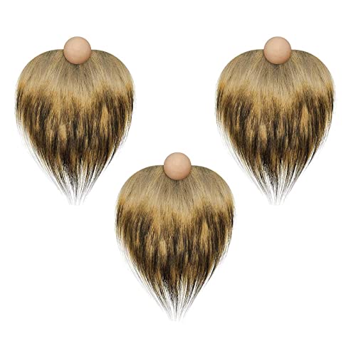 TDEOK Barba enana precortada de piel sintética, barba enana hecha a mano para decoración de festivales, organizadores de fiestas (marrón-B, talla única)