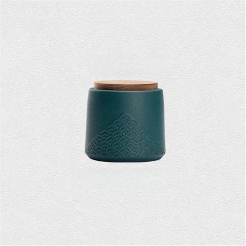 LJHFG63KUYT Caddy 4 botes de té de cerámica con tapa de madera, for cocina china, sellados y de uso doméstico. Almacenamiento(Negro)