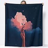 Generisch Flanelldecke Kuscheldecke 100 x 130 cm, Kinder Erwachsener Flauschig Minimalistisch Wolken Blumen Hand Decke Wohndecken - Überwurf Tagesdecke für Bett Sofa Schlafzimmer Büro, Tiefblau
