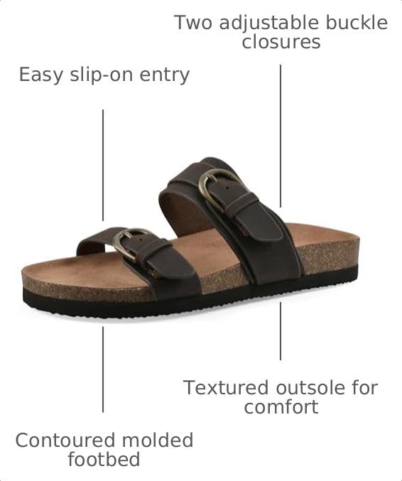 Image of WHITE MOUNTAIN Women's Hardball Double-Buckle Signature Comfort-Molded Footbed Sandal