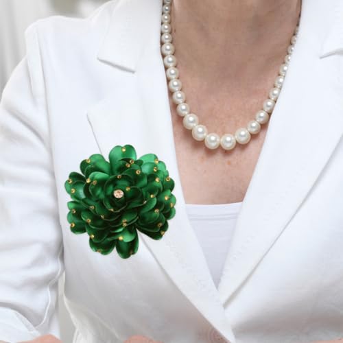 Image of CSIYANJRY99 Dainty Feather & Rose Flower Large Brooch Lapel Pins Delicate Elegant Handmade Flower Brooches Pin Classic for Wedding Party Dance Banquet for Women Dress Suit Ceremony Clothes Accessories Jewelry Valentine's Day Gifts