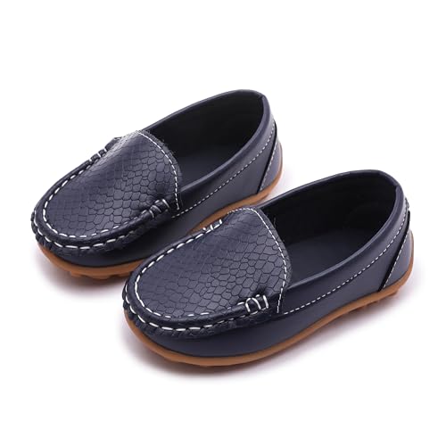 Image of Boys Loafers PU Leather Slip-On Toddler Dress Shoes Non-Slip Sole Kids Moccasins for School Events and Daily Wear