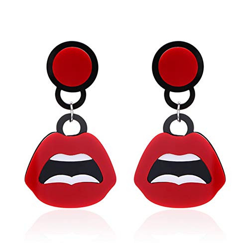 Asien 1 Paire Acrylique personnalité Mode Boucles d'oreilles Forme Bouche Boucles d'oreilles drôles Bijoux pour Les Femmes Filles Rouge