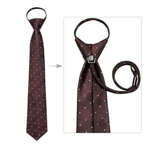 Image of Hi-Tie Zipper Ties for Men Pre-tied Tie Set Lapel Pin Pocket Square and Cufflinks Formal Business Wedding Adjustable Necktie