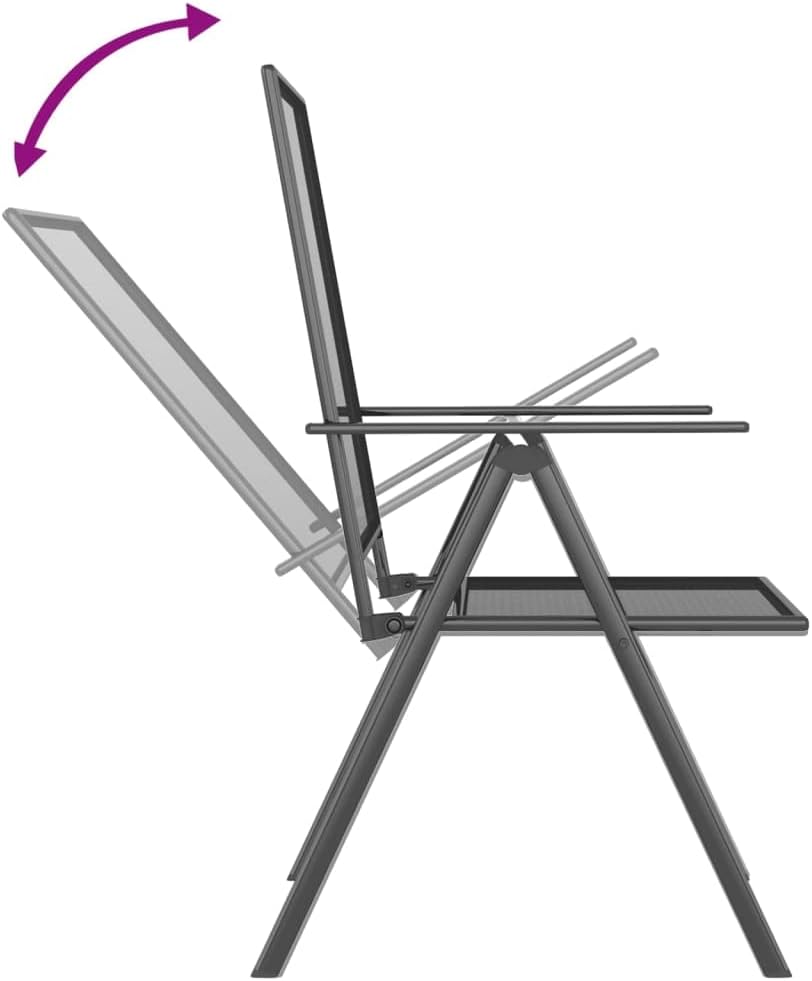 vidaXL Anthracite Outdoor Dining Set, Adjustable Folding Chairs and Sturdy Steel Table for Garden, Patio, Porch, Balcony