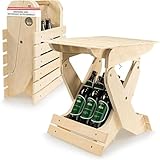 W4 Products Männerhandtasche Holz - klappbare Bierhandtasche Männer - Bierträger aus Holz mit Sitzfunktion - Herren Bier Geschenk - Herrenhandtasche für Bierflaschen