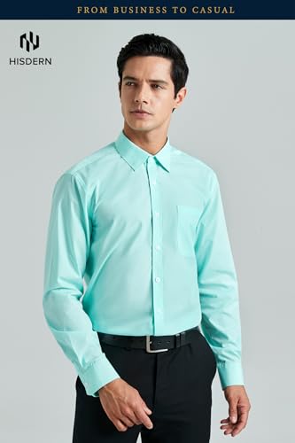 Image of HISDERN Mens Dress Shirts Long Sleeve Button Down Casual Shirts for Men Inner Contrast Formal Business Tuxedo Wedding Shirt