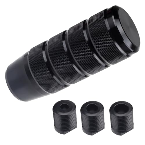 ecocstm Car Shifter Knob Aluminum Gear Shift Style Knobs Car Accessories 3.74 Black Shift Knob with 3 Threaded Adapters M8 M10 M12 x 1.25 Fit Universal Manual Transmission Automotive Trucks