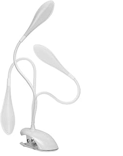 Desk Lamps, BW LED Table Lamps Dimmable Touch Eye-Care, 2-IN-1 Can Stand with Anti-skid Base and Clip Everywhere (3-Level Dimmer, Touch Sensor Control, Flexible Gooseneck, Clip On Lamp, USB Charge Desk Lamp)-White