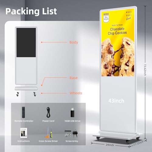 Image of 32'' Digital Signage Display Smart Android LCD Sign Kiosk Electronic Menu Board Advertising Display Screen Monitor HDMI WiFi USB 2K Media Video Player (TouchScreen,White)